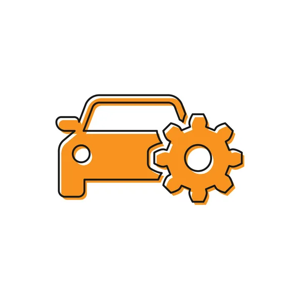 Servisní ikona Orange Car je izolována na bílém pozadí. Automatická mechanika. Mechanika. Servisní opravny. Značka údržby. Vektorová ilustrace — Stockový vektor