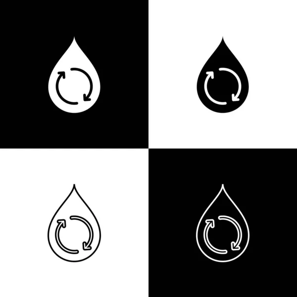 Állítsa be Recycle tiszta Aqua ikon elszigetelt ikonok izolált fekete-fehér háttér. Csepp víz jel újrahasznosítás. Vektoros illusztráció — Stock Vector