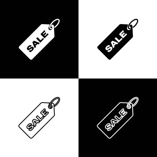 Set Etiqueta de precio con inscripción Iconos de venta aislados sobre fondo blanco y negro. Insignia por precio. Descuento de etiqueta promocional. Ilustración vectorial — Vector de stock