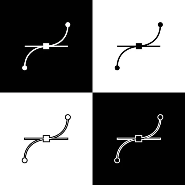 Définissez des icônes de courbe Bezier isolées sur fond noir et blanc. Icône outil stylo. Illustration vectorielle — Image vectorielle