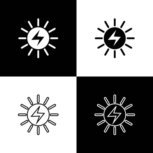 Set Solar energy panel icons isolated on black and white background. Vector Illustration — Stock Vector