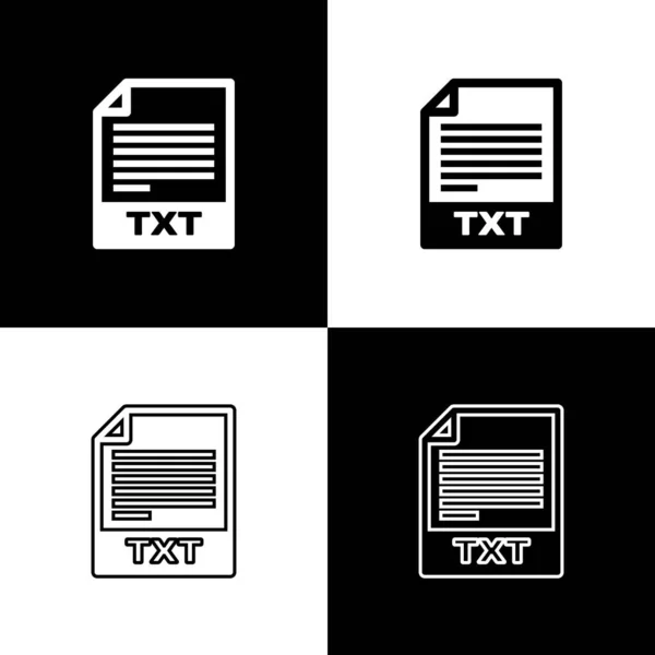 Establecer icono de documento de archivo TXT. Descargar iconos de botón txt aislados sobre fondo blanco y negro. Texto símbolo de extensión de archivo. Ilustración vectorial — Vector de stock