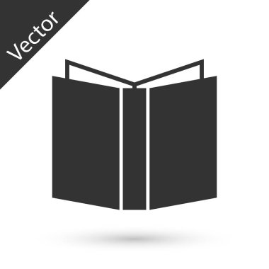 Gri Açık kitap simgesi beyaz arka planda yalıtılmış. Vektör Illust