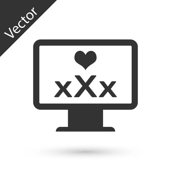 Monitor de ordenador gris con 18 plus icono de corazón contenido aislado o — Vector de stock