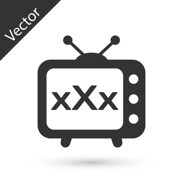 Gris XXX tv viejo icono de la televisión aislado sobre fondo blanco. Ag. — Vector de stock