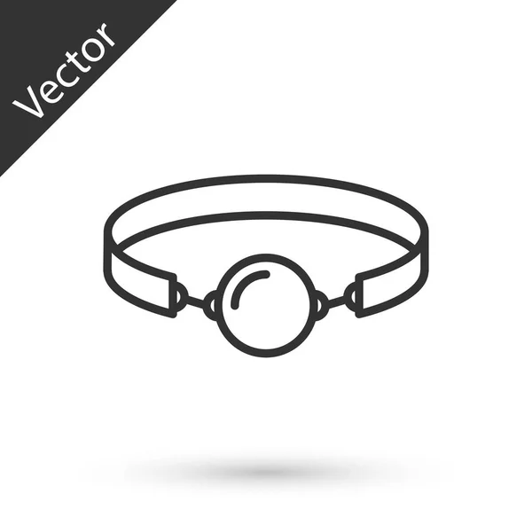 Grauer Silikon-Ball-Knebel mit Ledergürtel-Ikone — Stockvektor
