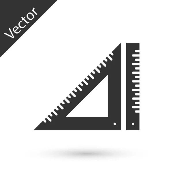 Icono de regla triangular gris aislado sobre fondo blanco. Derecho. — Vector de stock