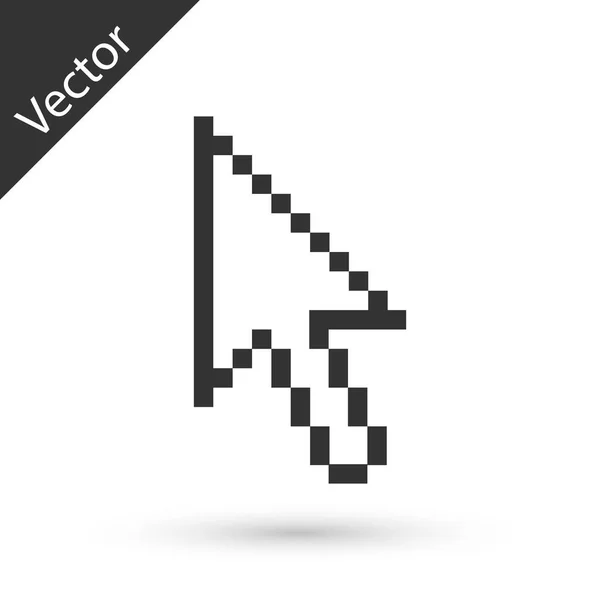 Graues Pixelpfeil-Cursor-Symbol auf weißem Hintergrund. vect — Stockvektor