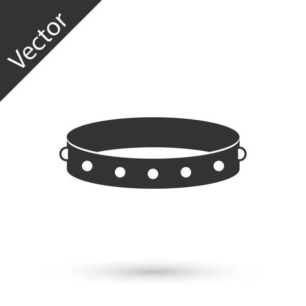 Grey Leather fetish collar with metal spikes on surface icon iso — Stock Vector