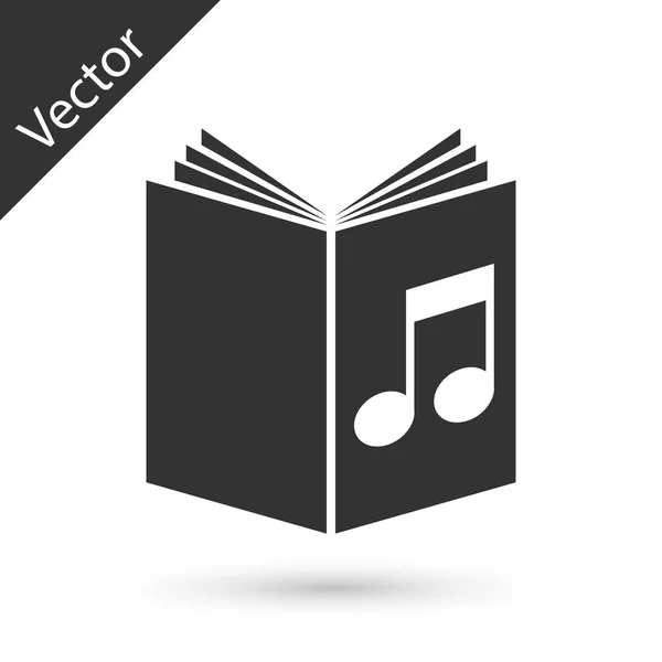 Icono de Audio Libro Gris aislado sobre fondo blanco. Nota musical — Vector de stock