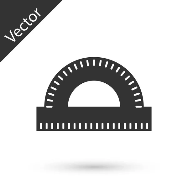 Grey Protractor grid untuk mengukur derajat ikon terisolasi pada whit - Stok Vektor