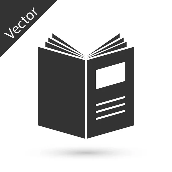 Gris Icono de libro abierto aislado sobre fondo blanco. Vector Illust — Vector de stock