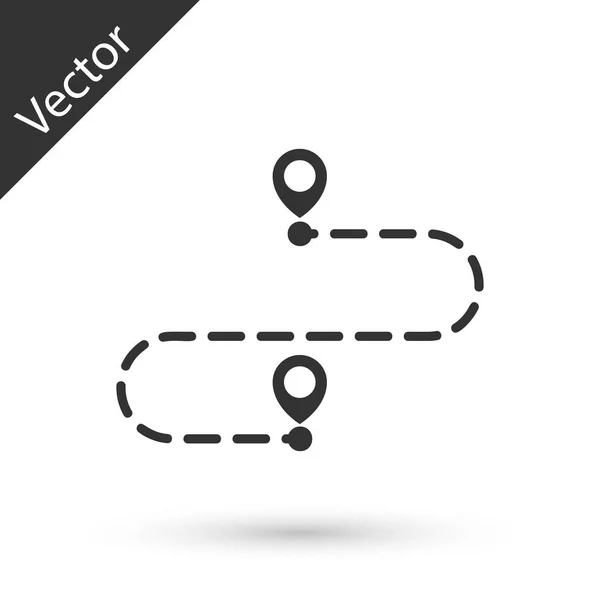 Grey Route location icon isolated on white background. Map point — Stock Vector