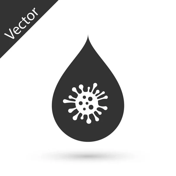 Icono de gota de agua sucia gris aislado sobre fondo blanco. Bacterias — Vector de stock