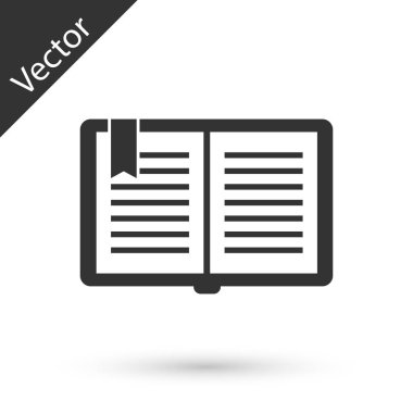 Gri Açık kitap simgesi beyaz arka planda yalıtılmış. Vektör Illust