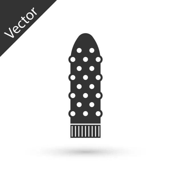 Grauer Dildo Vibrator für Sexspiele Ikone isoliert auf weißem Backgro — Stockvektor