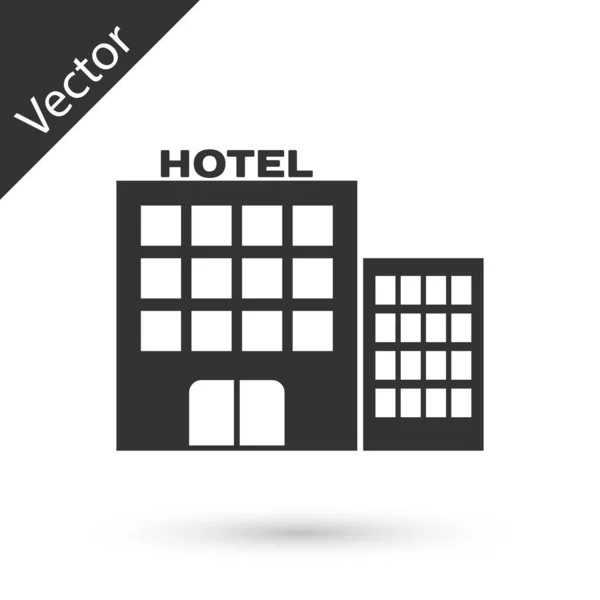 Icono del edificio Grey Hotel aislado sobre fondo blanco. Vector I — Vector de stock