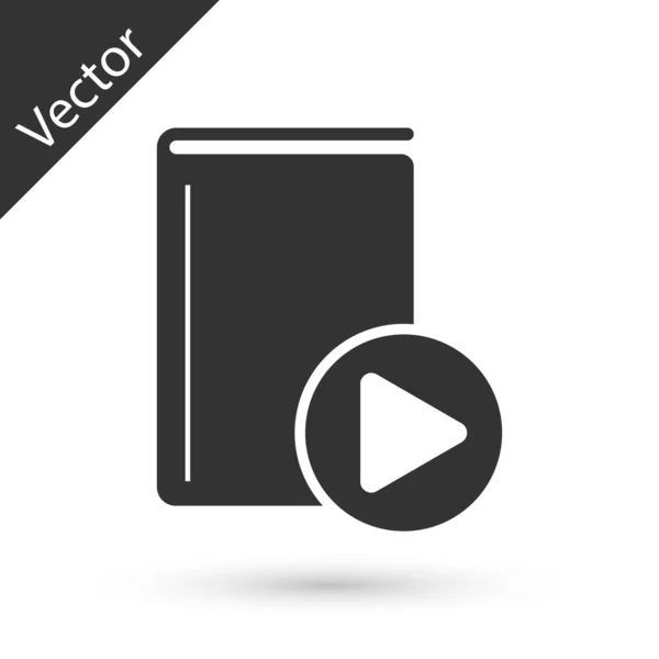 Icono de Audio Libro Gris aislado sobre fondo blanco. Botón de reproducción a — Vector de stock