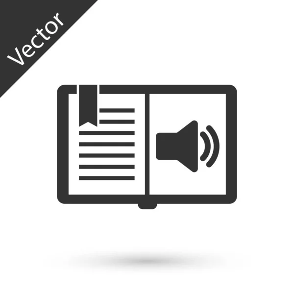 Icono de Audio Libro Gris aislado sobre fondo blanco. Audioguía s — Vector de stock