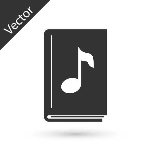 Icono de Audio Libro Gris aislado sobre fondo blanco. Nota musical — Vector de stock