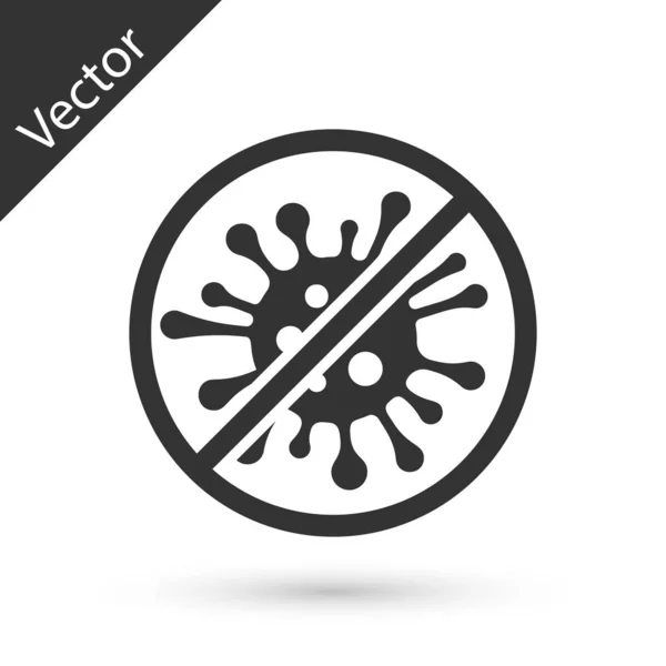 Virus Grey Stop, batteri, germi e icona del microbo isolati su wh — Vettoriale Stock