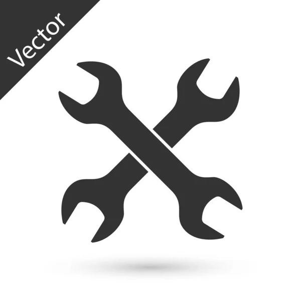 Icono de llaves cruzadas grises aisladas sobre fondo blanco. Spanner. — Vector de stock