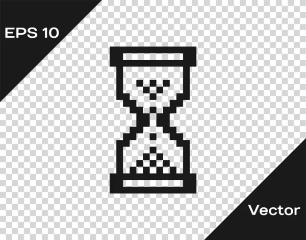 Pixel de reloj de arena gris con icono de arena que fluye aislado sobre fondo transparente. Señal de reloj de arena. Concepto de negocio y gestión del tiempo. Ilustración vectorial — Vector de stock