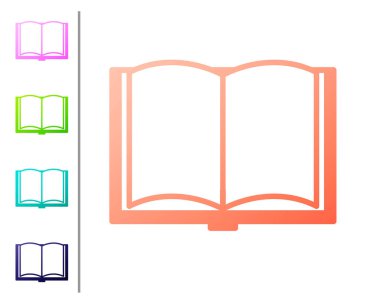 Mercan açık kitap simgesi beyaz arka planda izole. Renk simgeleri ayarlayın. Vektör Illustration