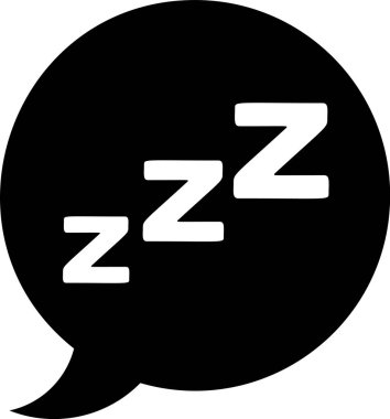 Siyah konuşma kabarcık beyaz arka planda izole horlama simgesi ile. Uyku kavramı, uykusuzluk, çalar saat uygulaması, derin uyku, uyanış. Vektör Illustration