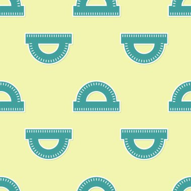 Sarı arka planda derece simgesi izole Dikişsiz desen ölçmek için yeşil Protractor ızgara. Tilt açı ölçer. Ölçüm aleti. Geometrik sembol. Vektör Illustration