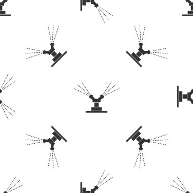 Gri otomatik sulama Sprinkler simgesi izole Dikişsiz desen beyaz arka planda. Sulama Ekipmanları. Bahçe elemanı. Püskürtme tabancası simgesi. Vektör Illustration