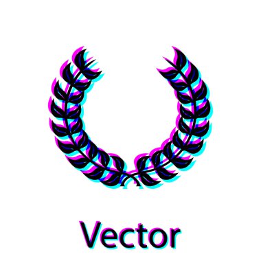 Siyah defne çelenk simgesi beyaz arka planda izole. Zafer sembolü. Vektör Illustration