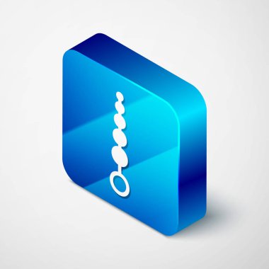 Isometrik Anal boncuk simgesi beyaz arka planda izole. Anal topları işareti. Fetiş aksesuarı. Erkek ve kadın için seks oyuncağı. Mavi kare düğmesi. Vektör Illustration