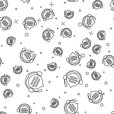 Siyah hat kulaklıklar ile konuşma kabarcık sohbet simgesi izole Dikişsiz desen beyaz arka plan üzerinde. Destek müşteri hizmetleri, hat, çağrı merkezi, SSS, bakım. Vektör Illustration