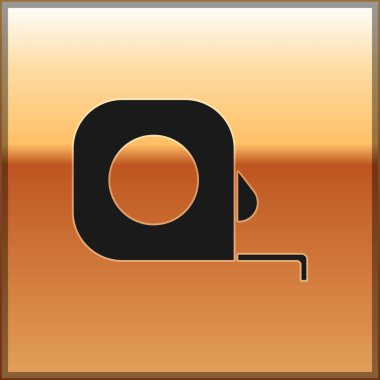 Siyah rulet inşaat simgesi altın arka planda izole. Bant ölçümü sembolü. Vektör Illustration