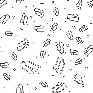 Black line Penis pump icon isolated seamless pattern on white background. Penis enlarger. Sex toy for men. Vacuum pump with a blower to increase the penis. Vector Illustration