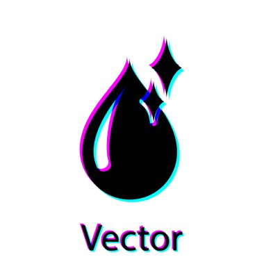 Siyah temiz su damlası simgesi beyaz arka planda izole. Vektör Illustration