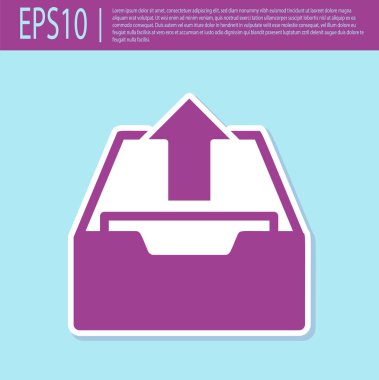 Retro mor turkuaz arka planda izole gelen kutusu simgesini yükleyin. Arşivden dosyaları ayıklayın. Vektör Illustration