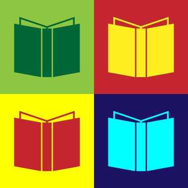 Renk arka planda izole renkli açık kitap simgesi. Vektör Illustration