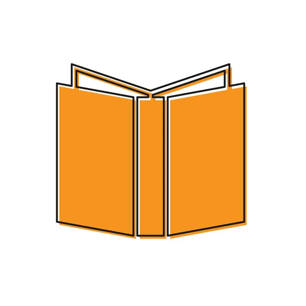 Orangefarbenes aufgeschlagenes Buch-Symbol auf weißem Hintergrund. Vektorillustration — Stockvektor