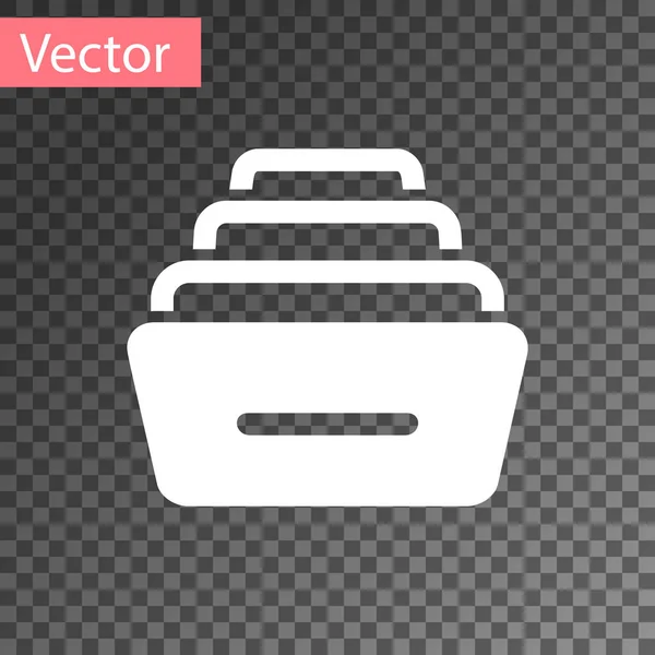 Weiße Schublade mit Dokumenten-Symbol auf transparentem Hintergrund. Archivpapierschublade. Aktenschrank Schublade. Büromöbel. Vektorillustration — Stockvektor