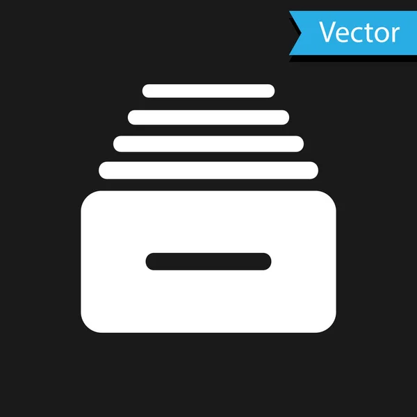 Fehér fiók dokumentumok ikon elszigetelt fekete háttérrel. Archív irattartó fiók. Aktatáskás fiók. Irodabútor. Vektorillusztráció — Stock Vector
