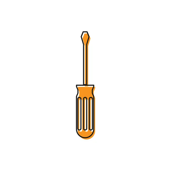 Icône tournevis orange isolée sur fond blanc. Symbole d'outil de service. Illustration vectorielle — Image vectorielle