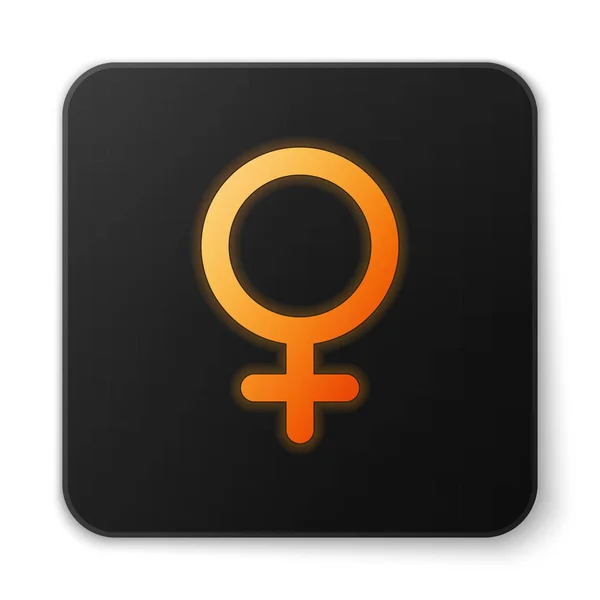 Orange brillant icône de symbole de genre féminin isolé sur fond blanc. Le symbole de Vénus. Le symbole d'un organisme féminin ou d'une femme. Bouton carré noir. Illustration vectorielle — Image vectorielle