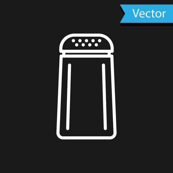 Icono de sal blanca y pimienta aislado sobre fondo negro. Cocinar especias. Ilustración vectorial — Vector de stock