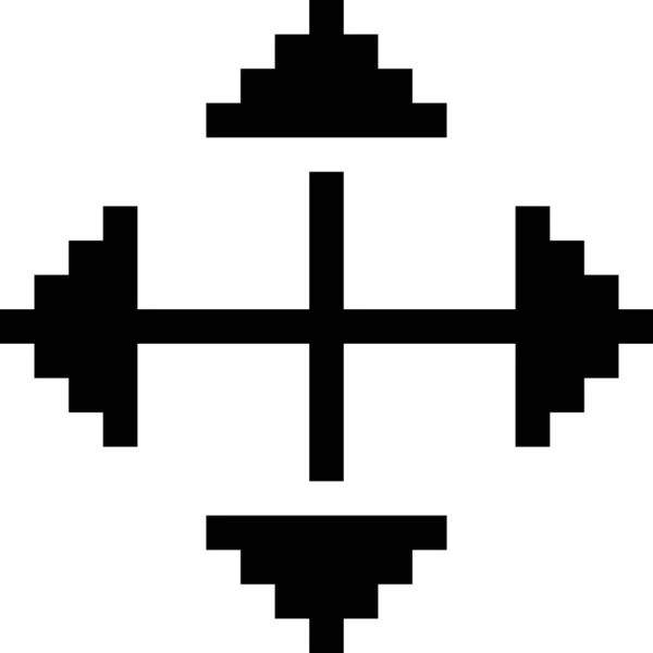 白い背景に分離された4方向のアイコンの黒いピクセル矢印。カーソル移動記号。ベクトルイラストレーション — ストックベクタ