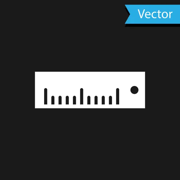 Weißes Linealsymbol isoliert auf schwarzem Hintergrund. Geradliniges Symbol. Vektorillustration — Stockvektor