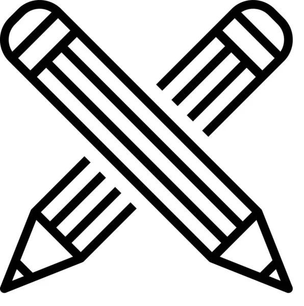 Lápiz cruzado negro icono aislado sobre fondo blanco. Signo de educación. Dibujo y herramientas educativas. Símbolo escolar. Ilustración vectorial — Vector de stock