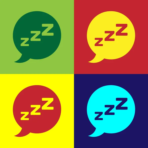 Color Burbuja de voz con el icono de ronquido aislado en el fondo de color. Concepto de sueño, insomnio, aplicación de despertador, sueño profundo, despertar. Ilustración vectorial — Vector de stock