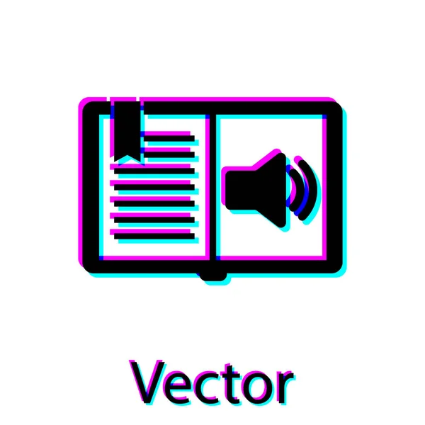 Svart ljud boks ikon isolerad på vit bakgrund. Ljudguide tecken. Online läro koncept. Vektor illustration — Stock vektor